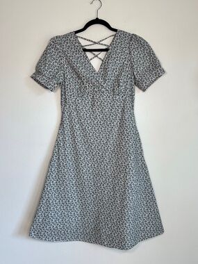 BORA AKSU 100% Cotton Floral Stripe Short Sleeve Dress | Size 40 (US 8)